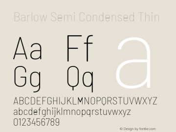 Barlow Semi Condensed Thin Version 1.107 Font Sample