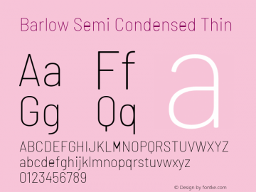 Barlow Semi Condensed Thin Version 1.107 Font Sample