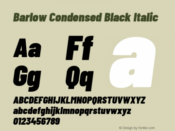 Barlow Condensed Black Italic Version 1.200 Font Sample