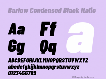 Barlow Condensed Black Italic Version 1.200 Font Sample