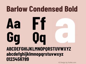 Barlow Condensed Bold Version 1.200;PS 001.200;hotconv 1.0.88;makeotf.lib2.5.64775 Font Sample