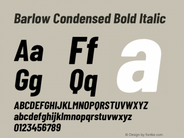 Barlow Condensed Bold Italic Version 1.200;PS 001.200;hotconv 1.0.88;makeotf.lib2.5.64775 Font Sample