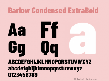 Barlow Condensed ExtraBold Version 1.200 Font Sample