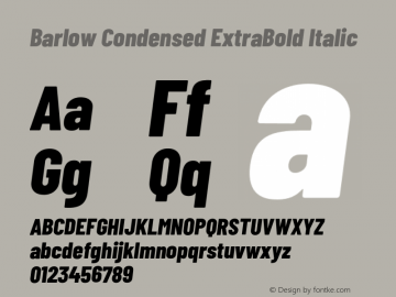 Barlow Condensed ExtraBold Italic Version 1.200;PS 001.200;hotconv 1.0.88;makeotf.lib2.5.64775 Font Sample