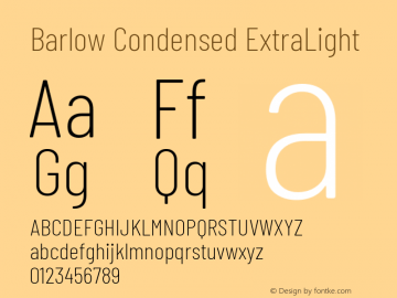 Barlow Condensed ExtraLight Version 1.200 Font Sample