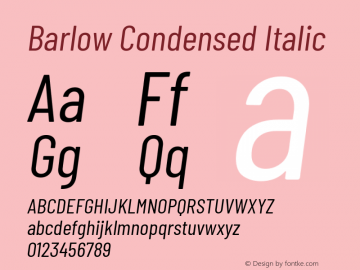 Barlow Condensed Italic Version 1.200 Font Sample