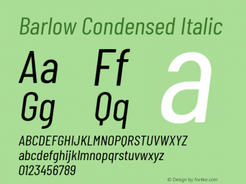 Barlow Condensed Italic Version 1.200 Font Sample