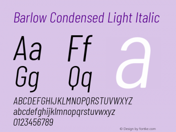 Barlow Condensed Light Italic Version 1.200 Font Sample