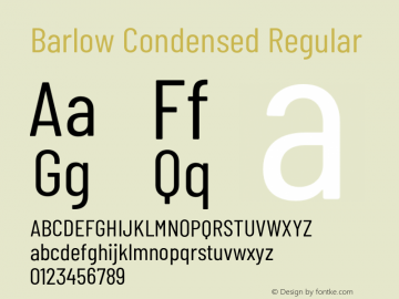 Barlow Condensed Regular Version 1.200;PS 001.200;hotconv 1.0.88;makeotf.lib2.5.64775 Font Sample