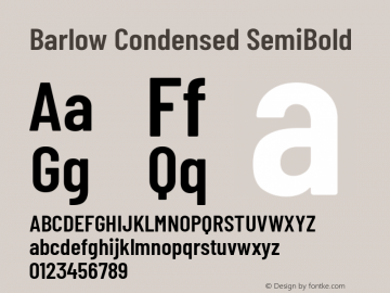 Barlow Condensed SemiBold Version 1.200 Font Sample