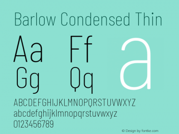 Barlow Condensed Thin Version 1.200 Font Sample
