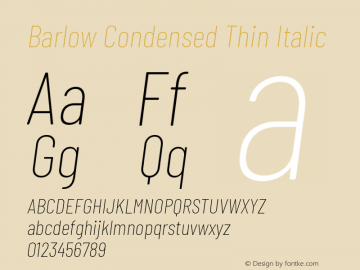 Barlow Condensed Thin Italic Version 1.200 Font Sample