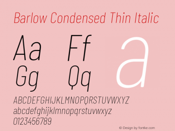 Barlow Condensed Thin Italic Version 1.200 Font Sample