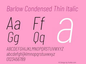 Barlow Condensed Thin Italic Version 1.200 Font Sample