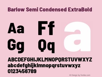 Barlow Semi Condensed ExtraBold Version 1.200 Font Sample
