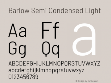 Barlow Semi Condensed Light Version 1.200 Font Sample