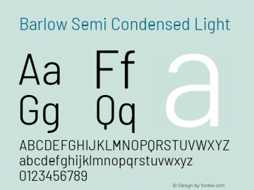 Barlow Semi Condensed Light Version 1.200 Font Sample