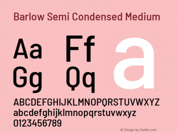 Barlow Semi Condensed Medium Version 1.200 Font Sample