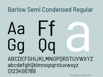 Barlow Semi Condensed Regular Version 1.200 Font Sample