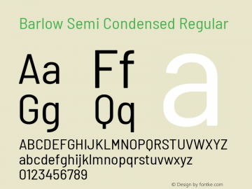 Barlow Semi Condensed Regular Version 1.200 Font Sample