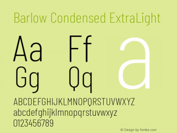 Barlow Condensed ExtraLight Version 1.200 Font Sample