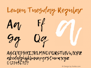 Lemon Tuesday Regular Version 1.000 Font Sample