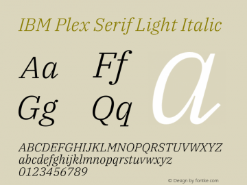 IBM Plex Serif Light Italic Version 1.000图片样张