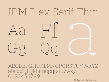 IBM Plex Serif Thin Version 1.000 Font Sample