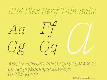 IBM Plex Serif Thin Italic Version 1.000图片样张