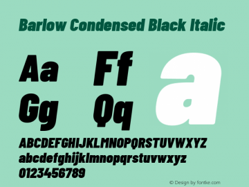 Barlow Condensed Black Italic Version 1.201 Font Sample