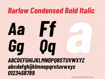 Barlow Condensed Bold Italic Version 1.201;PS 001.201;hotconv 1.0.88;makeotf.lib2.5.64775 Font Sample