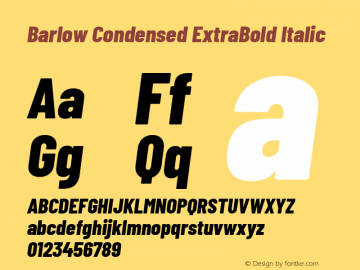 Barlow Condensed ExtraBold Italic Version 1.201 Font Sample