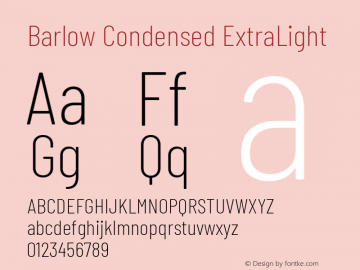 Barlow Condensed ExtraLight Version 1.201 Font Sample