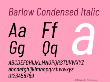 Barlow Condensed Italic Version 1.201 Font Sample