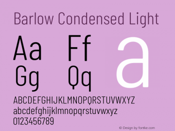 Barlow Condensed Light Version 1.201;PS 001.201;hotconv 1.0.88;makeotf.lib2.5.64775 Font Sample