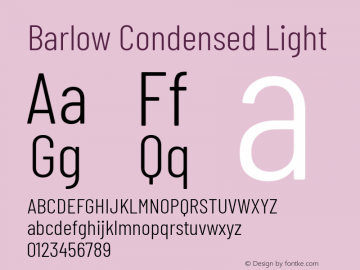 Barlow Condensed Light Version 1.201 Font Sample