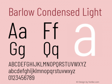 Barlow Condensed Light Version 1.201 Font Sample