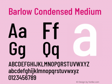 Barlow Condensed Medium Version 1.201 Font Sample
