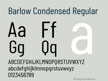 Barlow Condensed Regular Version 1.201 Font Sample