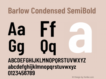 Barlow Condensed SemiBold Version 1.201;PS 001.201;hotconv 1.0.88;makeotf.lib2.5.64775 Font Sample