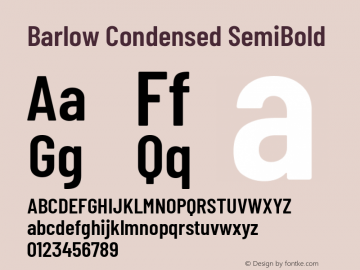 Barlow Condensed SemiBold Version 1.201 Font Sample