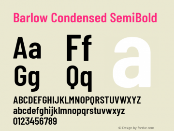 Barlow Condensed SemiBold Version 1.201 Font Sample