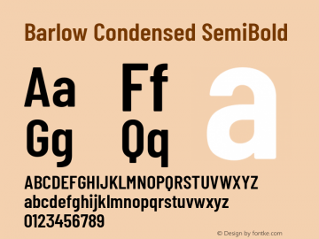 Barlow Condensed SemiBold Version 1.201 Font Sample