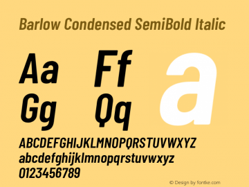 Barlow Condensed SemiBold Italic Version 1.201;PS 001.201;hotconv 1.0.88;makeotf.lib2.5.64775 Font Sample