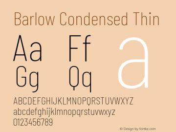 Barlow Condensed Thin Version 1.201 Font Sample