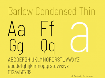 Barlow Condensed Thin Version 1.201 Font Sample