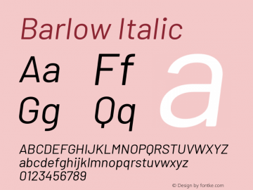 Barlow Italic Version 1.201 Font Sample