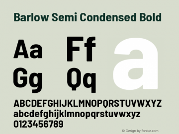 Barlow Semi Condensed Bold Version 1.201 Font Sample