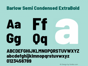 Barlow Semi Condensed ExtraBold Version 1.201 Font Sample