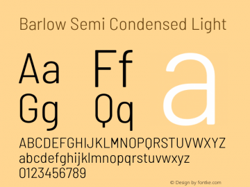 Barlow Semi Condensed Light Version 1.201;PS 001.201;hotconv 1.0.88;makeotf.lib2.5.64775 Font Sample